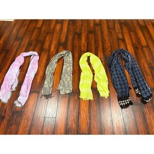 Lot Of 4 Scarves Tie Dye Houndstooth Floral Lightweight Fashion Accessories